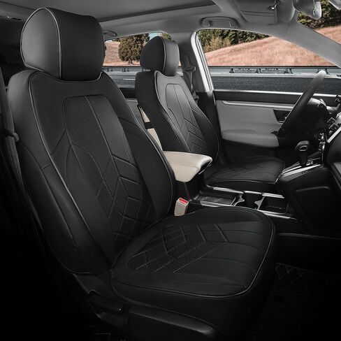 لأغطية مقعد Honda CRV ، تناسب مخصص 2017-2022 EXL EX LX Sport ، Touring ، Hybrid - أغطية مقعد للجلد الفاخرة المقاومة للماء - أسود - أسود in Kuwait