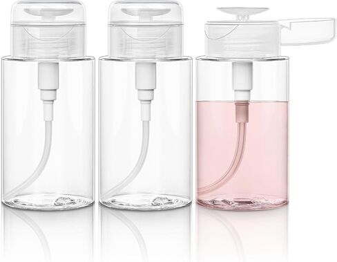3 حزمة دفع أسفل موزع زجاجة المضخة لمزيل المكياج ، الحبر الوجه ، مياه micellar ، الكحول ، مزيل أظافر الأظافر حاويات زجاجات أعلى الفراغ 6.7 أوقية/200 مل. in Saudi Arabia