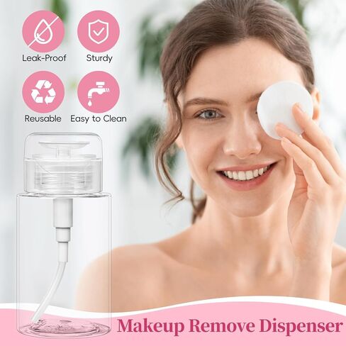 3 حزمة دفع أسفل موزع زجاجة المضخة لمزيل المكياج ، الحبر الوجه ، مياه micellar ، الكحول ، مزيل أظافر الأظافر حاويات زجاجات أعلى الفراغ 6.7 أوقية/200 مل. in Saudi Arabia