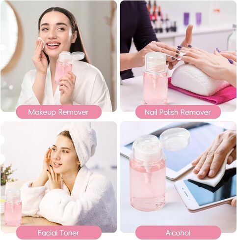 3 حزمة دفع أسفل موزع زجاجة المضخة لمزيل المكياج ، الحبر الوجه ، مياه micellar ، الكحول ، مزيل أظافر الأظافر حاويات زجاجات أعلى الفراغ 6.7 أوقية/200 مل. in Saudi Arabia