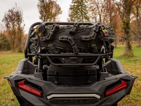 Superatv Cargo Rack Alpha لـ Polaris RZR XP 1000 / XP 4 1000 | توربو | الزوجي كما رف البضائع وحامل الإطارات الغيار | يناسب ما يصل إلى 35 بوصة إطار | 75 رطلا. السعة in Saudi Arabia