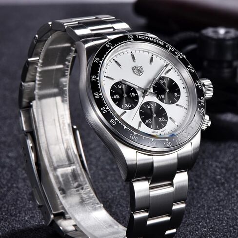 Rollstimi Pagani Design Watches for Men Chronograph Wrist Watch VK63 Movement Full Stainless Steel 100M Waterproof Ceramic Bezel Synthetic Sapphire Glass Men's Analog Fashion Sport Wristwatch - 7931 in Kuwait