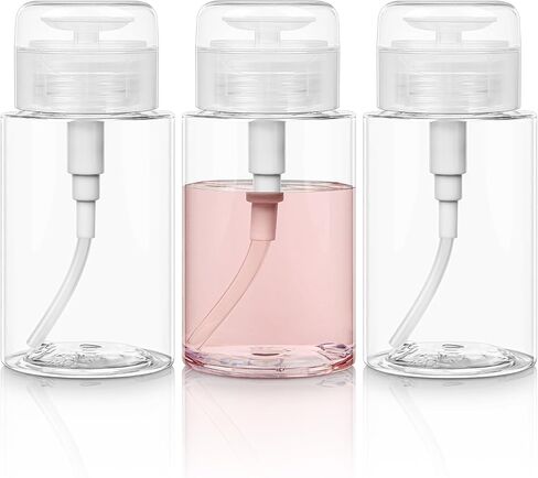 3 حزمة دفع أسفل موزع زجاجة المضخة لمزيل المكياج ، الحبر الوجه ، مياه micellar ، الكحول ، مزيل أظافر الأظافر حاويات زجاجات أعلى الفراغ 6.7 أوقية/200 مل. in Saudi Arabia