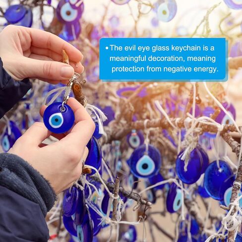 PATIKIL Evil Eye Glass Keychain, Turkish Eyes Keychains Charm Crafting Beads Pendants with Ropes for Hanging Ornaments in Saudi Arabia