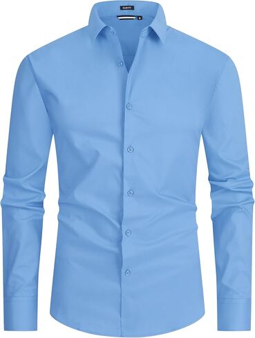 أليكس فاندو رجال قميص سهلة رعاية رفيعة تناسب الزر الطويل الأكمام الزر أسفل القميص أسفل القميص in Kuwait