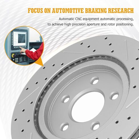 Disc Brake Rotor Rear Drilled and Slotted Vented Rotors for 2005 2006 2007 2008 2009 2010 2011 2012 Ford Mustang in Kuwait