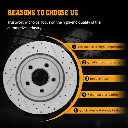 Disc Brake Rotor Rear Drilled and Slotted Vented Rotors for 2005 2006 2007 2008 2009 2010 2011 2012 Ford Mustang in Kuwait