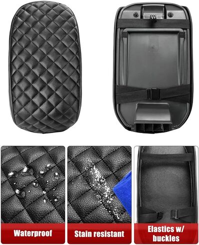 Center Console Armrest Cover Pad for 2022-2025 Ford Maverick, Middle Console Lid Cushion Protector, Vinyl Leather, Anti-scratch, Black in Saudi Arabia