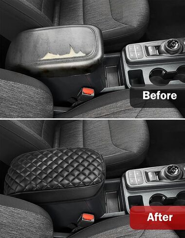 Center Console Armrest Cover Pad for 2022-2025 Ford Maverick, Middle Console Lid Cushion Protector, Vinyl Leather, Anti-scratch, Black in Saudi Arabia