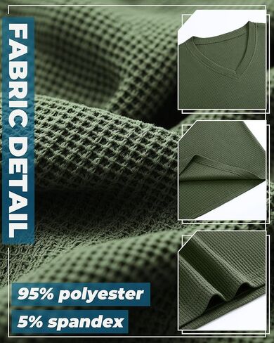 3 Pack Men's Waffle T Shirts, V Neck Moisture Wicking Pullover Tee Shirts Short Sleeve Lightweight Knitted Tops in Kuwait