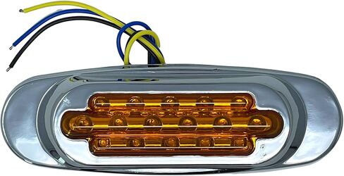 Qty 2 - Amber Lens 6.5" Inch Amber LED Side Marker Lights Clearance Chrome Base Bezel 16 Diodes Surface Mount Led Cab Panel Lights Turn Signals Sealed Waterproof 12V… in Kuwait