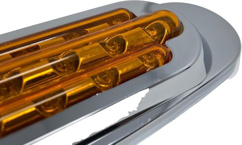 Qty 2 - Amber Lens 6.5" Inch Amber LED Side Marker Lights Clearance Chrome Base Bezel 16 Diodes Surface Mount Led Cab Panel Lights Turn Signals Sealed Waterproof 12V… in Kuwait