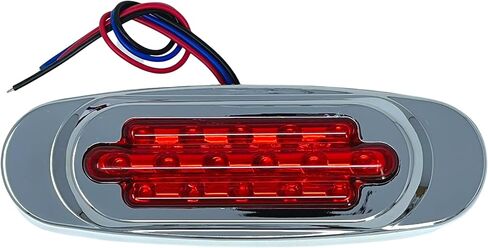 Qty 2 - Amber Lens 6.5" Inch Amber LED Side Marker Lights Clearance Chrome Base Bezel 16 Diodes Surface Mount Led Cab Panel Lights Turn Signals Sealed Waterproof 12V… in Kuwait