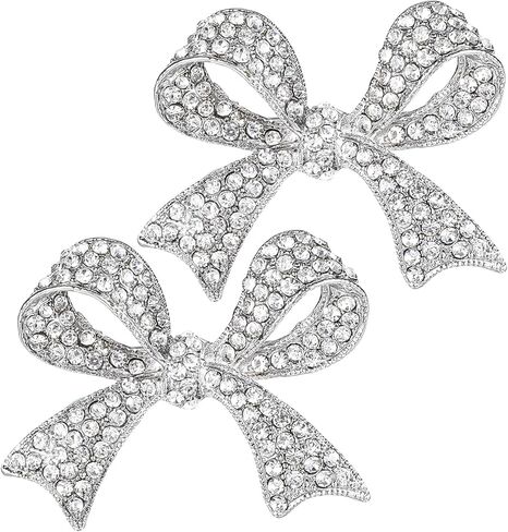 2 Pcs Elegant Crystal Bow Brooch Pin for Women, Rhinestone Bow Brooch Pin Vintage Sparkly Brooches Pins Beautiful Bowknot Corsage for Dress Suit Shirt Clothes Accessories Wedding Party Jewelry in Saudi Arabia