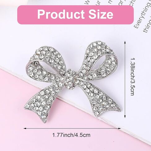 2 Pcs Elegant Crystal Bow Brooch Pin for Women, Rhinestone Bow Brooch Pin Vintage Sparkly Brooches Pins Beautiful Bowknot Corsage for Dress Suit Shirt Clothes Accessories Wedding Party Jewelry in Saudi Arabia
