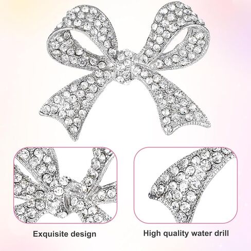2 Pcs Elegant Crystal Bow Brooch Pin for Women, Rhinestone Bow Brooch Pin Vintage Sparkly Brooches Pins Beautiful Bowknot Corsage for Dress Suit Shirt Clothes Accessories Wedding Party Jewelry in Saudi Arabia