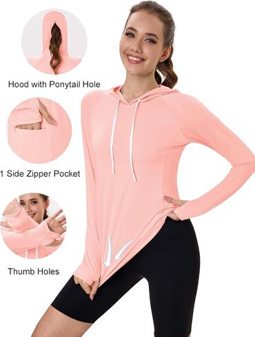 MAGCOMSEN Women's UPF 80+ Sun Protection Hoodie Shirt Long Sleeve Outdoor Hiking Fishing Rash Guard with Pocket in Saudi Arabia