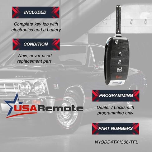 Key FOB يناسب 2014-2015 KIA Optima Entry Entry Flip Remote (NYODD4TX1306-TFL) in Saudi Arabia