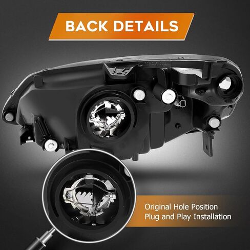 Headlight Assembly for Honda Civic 2001-2003 Black Housing Clear Reflector Clear Lens Driver and Passenger Side Headlamp in Saudi Arabia