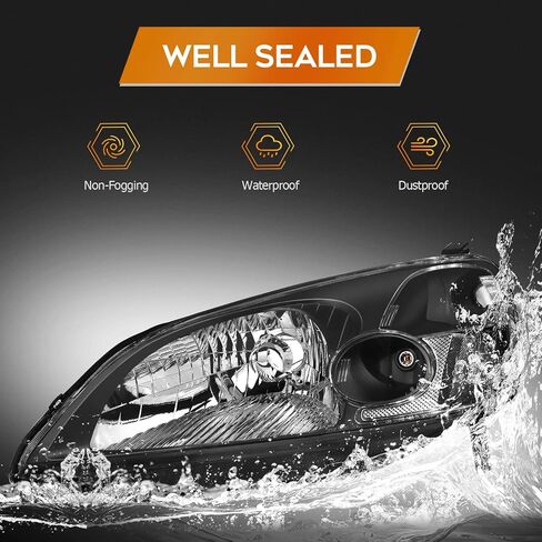 Headlight Assembly for Honda Civic 2001-2003 Black Housing Clear Reflector Clear Lens Driver and Passenger Side Headlamp in Saudi Arabia
