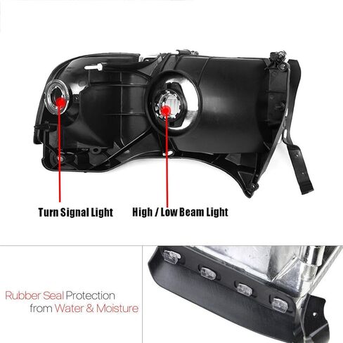 2PCS Chrome Headlight لعام 1994 1995 1996 1997 1998 1999 2000 2001 Dodge RAM 1500 المصابيح الأمامية 94-02 RAM 2500 3500 (نماذج غير رياضية) المصباح الأمامي+موقوف الإشارة للوقوف في الزاوية ضوء ، واضحة ، واضحة. in Saudi Arabia