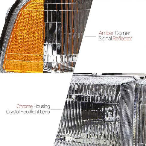 2PCS Chrome Headlight لعام 1994 1995 1996 1997 1998 1999 2000 2001 Dodge RAM 1500 المصابيح الأمامية 94-02 RAM 2500 3500 (نماذج غير رياضية) المصباح الأمامي+موقوف الإشارة للوقوف في الزاوية ضوء ، واضحة ، واضحة. in Saudi Arabia