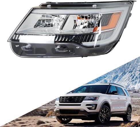 Headlights Assembly Black Bezel DRL Headlamp Left Side Replacement for 2016-2018 Explorer in Saudi Arabia