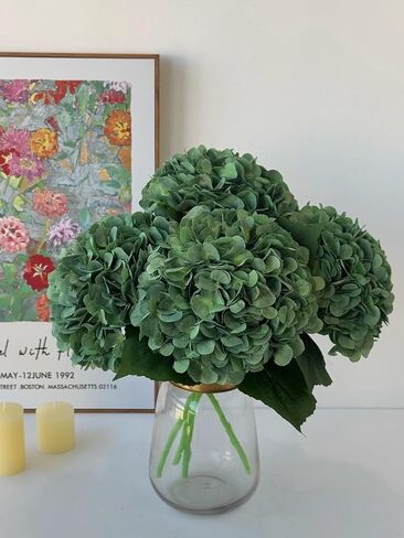 YalzoneMet 4Pcs Magenta Silk Hydrangea Artificial Flower Rose Red Lifelike Big Blooms 20'' Long Stem Faux Hydrangea Flower Bouquets for Home Party Indoor Outdoor Wedding Table Centerpiece Decor in Kuwait