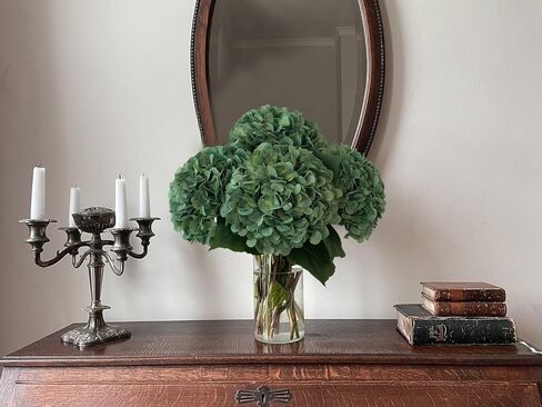 YalzoneMet 4Pcs Magenta Silk Hydrangea Artificial Flower Rose Red Lifelike Big Blooms 20'' Long Stem Faux Hydrangea Flower Bouquets for Home Party Indoor Outdoor Wedding Table Centerpiece Decor in Kuwait