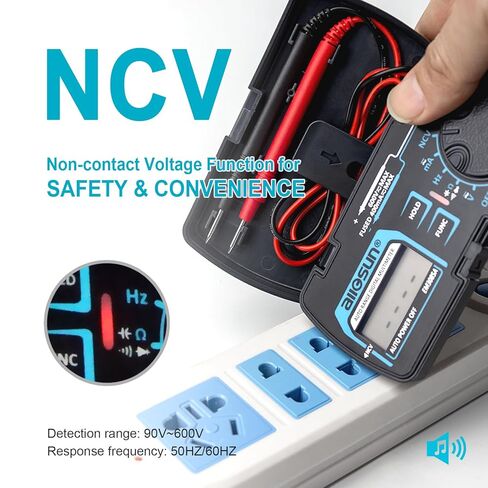 ALLOSUN مقياس رقمي متعدد بحجم الجيب DC AC الجهد الحالي اختبار NCV أوم السعة تردد الصمام الثنائي واختبار الاستمرارية المدى التلقائي (EM3085A (تمت ترقيته)) in Kuwait