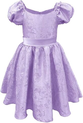 Satin Flower Girl Dress Wedding Puff Sleeves Ball Gowns Round Neck Knee Length First Communion Elegant Dresses in Saudi Arabia