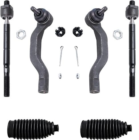 Detroit Axle - Front 6pc Tie Rods Kit for 2006-2018 Toyota RAV4, 4 Inner Outer Tie Rod Ends 2 Boots 2007 2008 2009 2010 2011 2012 2013 2014 2015 2016 2017 Replacement in Saudi Arabia