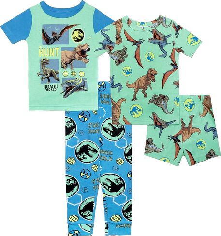 Jurassic World Boys' 4-Piece Snug-fit Cotton Pajama Set, Soft & Cute for Kids in Saudi Arabia