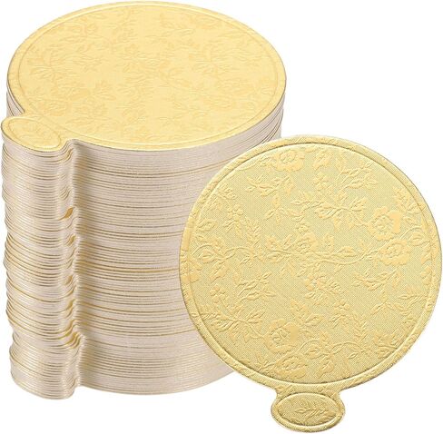 uxcell 100pcs Mini Cake Boards, Mousse Cake Cardboards Round Cake Bases Plates Cupcake Dessert Displays Base Tray for Cakes, Pastries, Dessert Base - Grease Proof (Gold) in Saudi Arabia