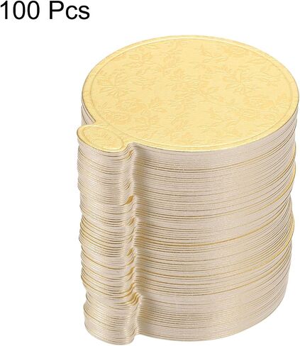 uxcell 100pcs Mini Cake Boards, Mousse Cake Cardboards Round Cake Bases Plates Cupcake Dessert Displays Base Tray for Cakes, Pastries, Dessert Base - Grease Proof (Gold) in Saudi Arabia