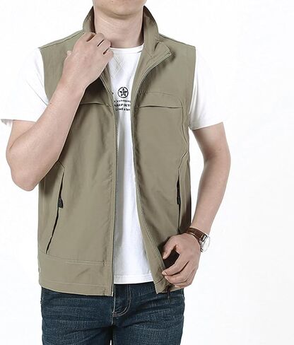 رجال الصيف فائدة السفاري سترة متعددة الجيوب سترات الصيد سترة بلا أكمام غير أكيمة للمشي لمسافات طويلة الجولف خفيفة الوزن in Kuwait