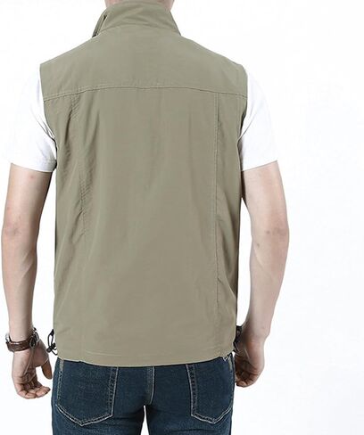 رجال الصيف فائدة السفاري سترة متعددة الجيوب سترات الصيد سترة بلا أكمام غير أكيمة للمشي لمسافات طويلة الجولف خفيفة الوزن in Kuwait