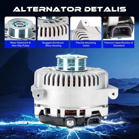 Alternator New Fit for Ford Crown Victoria 4.6L（Only fits CNG) 1996-1998, for Lincoln Mark VIII 4.6L 1996-1998, Ford Mustang 4.6L 1996-2004(Not for 2000, 2002), 130amp, Replace for F6LU-10300-CA in Saudi Arabia