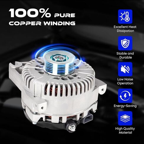 Alternator New Fit for Ford Crown Victoria 4.6L（Only fits CNG) 1996-1998, for Lincoln Mark VIII 4.6L 1996-1998, Ford Mustang 4.6L 1996-2004(Not for 2000, 2002), 130amp, Replace for F6LU-10300-CA in Saudi Arabia