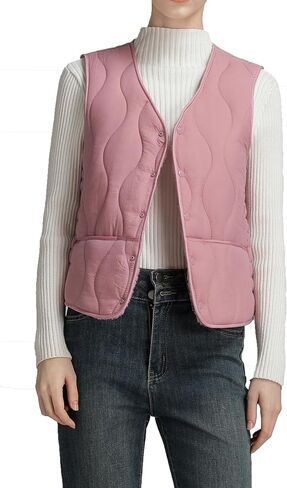 Quilted Puffer Vest women lightweight Fall Spring Jacket 2025 Button Padded Gilet in Saudi Arabia