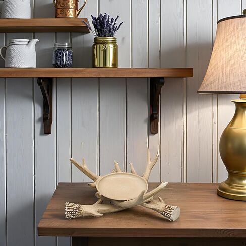 تمثال حامل شمعة الغزلان - صينية ريفية للديكور المنزلي - تمثال ثنائي الأغراض لغرفة المعيشة ، المقصورة وغرفة النوم - هدية فريدة لمحبي الطبيعة in Kuwait