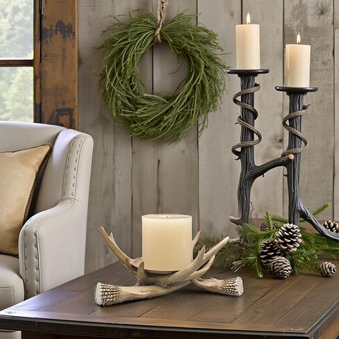 تمثال حامل شمعة الغزلان - صينية ريفية للديكور المنزلي - تمثال ثنائي الأغراض لغرفة المعيشة ، المقصورة وغرفة النوم - هدية فريدة لمحبي الطبيعة in Kuwait