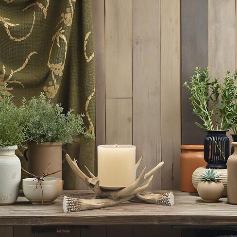 تمثال حامل شمعة الغزلان - صينية ريفية للديكور المنزلي - تمثال ثنائي الأغراض لغرفة المعيشة ، المقصورة وغرفة النوم - هدية فريدة لمحبي الطبيعة in Kuwait