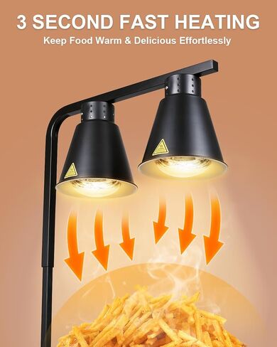 Food Heat Lamp: [2 Rapid-Heating Bulbs Included] Electric Commercial Food Warmer Lamp with Free-Standing, Heat Lamp for Food Catering Food Warming Lamp for Buffet Parties, 500W (Painted Pink) in Saudi Arabia