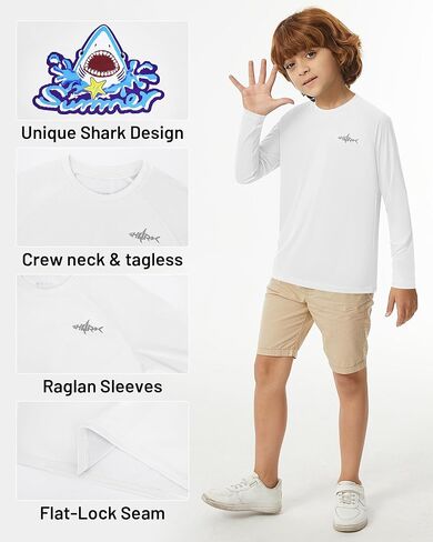 Boys Rash Guard Long Sleeve Fishing Shirt Kids UPF 50+ Sun Protection Swim Shirts Youth SPF Quick Dry Shirt in Saudi Arabia
