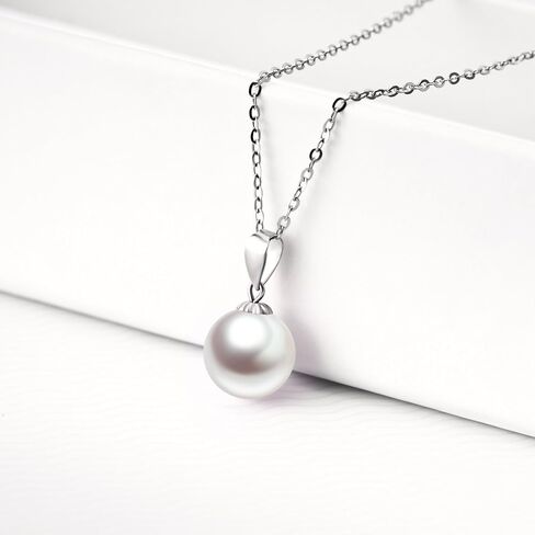 10K Gold Pearl Hoop أقراط وقلادة قلادة من الذهب الذهب 14K ، مجوهرات مجموعة للنساء in Saudi Arabia
