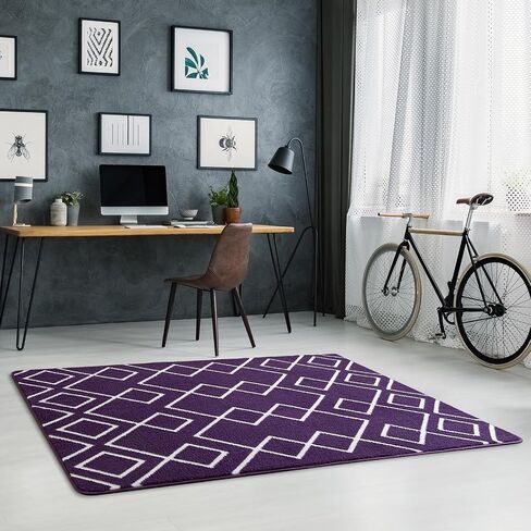 Toneed Geometric Area Rugs Memory Foam Carpet, 5 x 7 Feet Grape Purple Washable Shag Rug Modern Low Pile Moroccan Rug for Bedroom Living Room Dorm Nursery Kids Room Home Decor in Kuwait