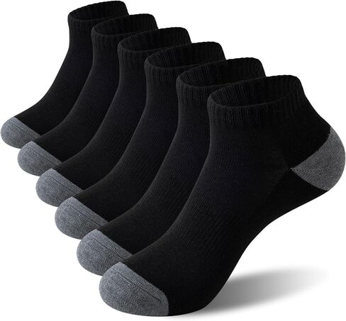 6 Pairs Low Cut Running Socks, Cushioned Athletic Socks with Arch Support, Reinforced Head & Heel for Durability in Saudi Arabia