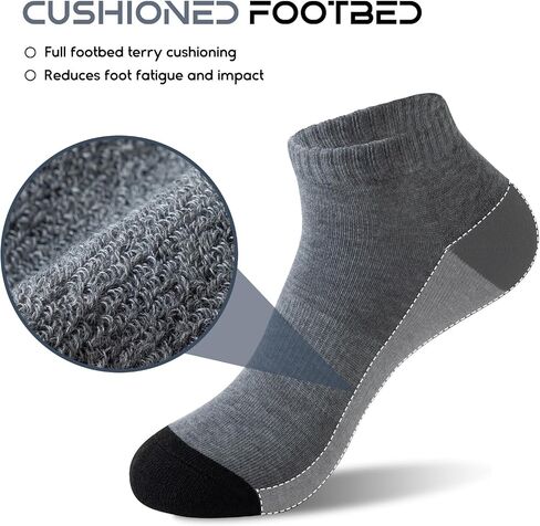 6 Pairs Low Cut Running Socks, Cushioned Athletic Socks with Arch Support, Reinforced Head & Heel for Durability in Saudi Arabia