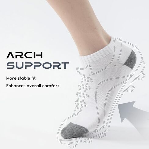 6 Pairs Low Cut Running Socks, Cushioned Athletic Socks with Arch Support, Reinforced Head & Heel for Durability in Saudi Arabia